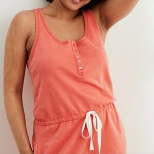 Aerie Coral Drawstring Romper Sz L